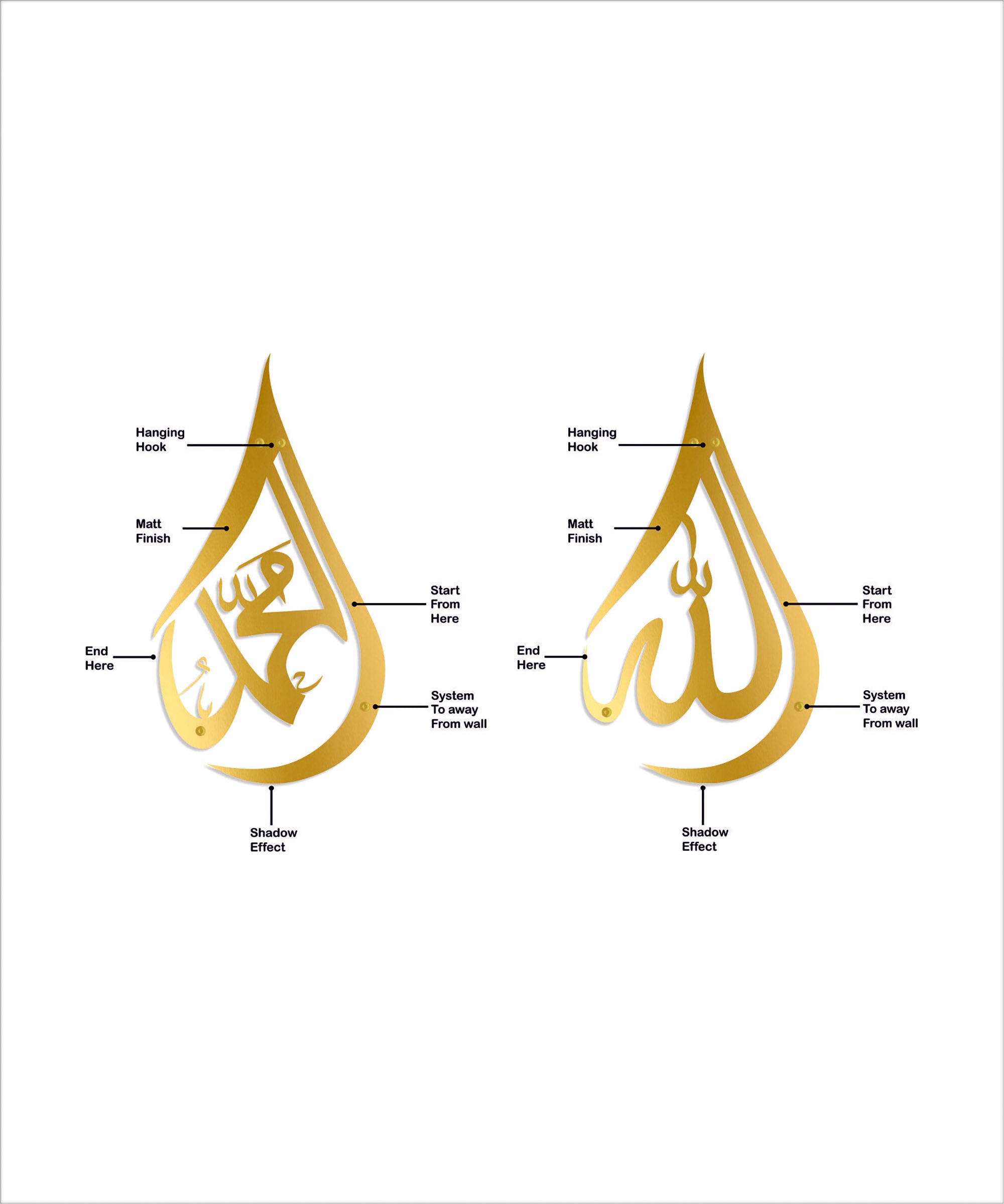 Allah ﷻ and Muhammad ﷺ  (Set Of Metal Art)