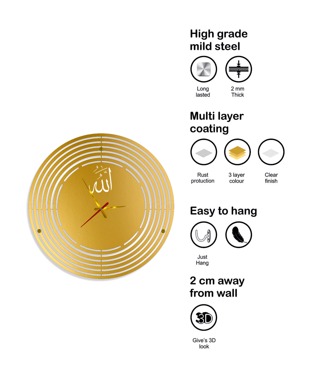 Allah Wall Clock "Elegant Eastern Elegance"